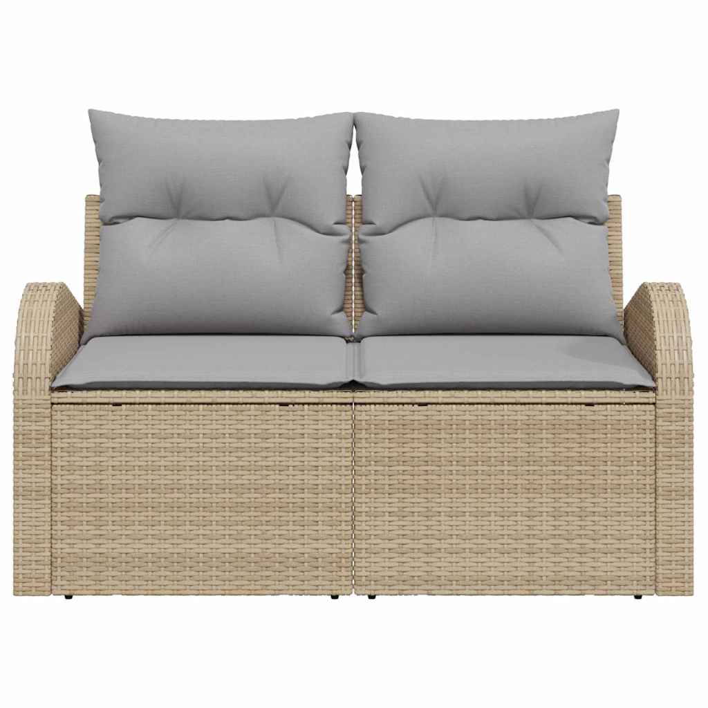 Gartensofa mit Kissen Beige 124 x 62 x 69cm Poly-Rattan